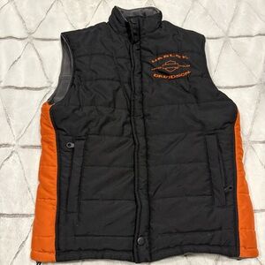 Harley-Davidson Black/Grey Reversible Vest Men’s Small Puffer Motorcycle Biker